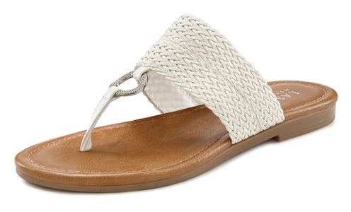 Lascana, LASCANA Zehentrenner, mit Ringapplikation, LASCANA Zehentrenner, Sandale, Pantolette mit Ringapplikation VEGAN