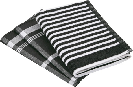 Ross, ROSS Geschirrtuch »Exclusiv«, (Set, 3 tlg.), Zwirnfrottier Streifen, 1 Küchen-Frottiertuch 50x50 cm Streifen und 2 Geschirrtücher 50x70 cm, ROSS Geschirrtuch »Exclusiv« Zwirnfrottier Streifen, 1 Küchen-Frottiertuch und 2 Geschirrtücher