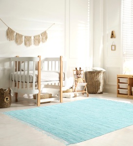 LÜTTENHÜTT, Lüttenhütt Teppich »Insa«, rechteckig, Fleckerl, Uni Farben, handgewebt, pflegeleicht, waschbar, Wohnzimmer, my home Kinderteppich »Insa Fleckerl«, rechteckig, 5 mm Höhe, Uni Farben, pastell, handgewebt, pflegeleicht, waschbar, Kinderzimmer