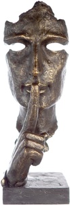 Casablanca by Gilde Dekofigur »Skulptur Silence, bronzefarben/grau«, Dekoobjekt, Höhe 39, mit Spruchanhänger, Wohnzimmer