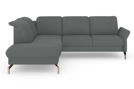 sit&more Ecksofa »Fashion«, wahlweise mit Kopfteilverstellung und Vorziehsitz, motorisch, mit satinierten Nickelfüssen