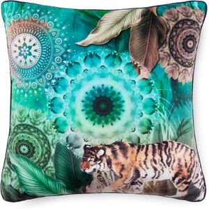 undefined, Hip Nicki-Velours Kissen Yukon, gefüllt, hip Dekokissen »Yukon«, Mit Füllung, 1 Stück, Biese, 48x48, Wendeoptik, Weich, Tiger, Grün