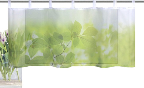Vision S, Scheibengardine, »LEAF«, Vision S, Schlaufen 1 Stück, Vision S Scheibengardine »LEAF«, (1 St.), HxB: 45x120, Cafehaus Voile Digitaldruck