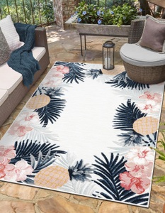 Myflair Möbel & Accessoires Teppich »Sunny, LAGERRÄUMUNG!«, rechteckig, 8 mm Höhe, Blumen Motiv, mit Bordüre, Outdoor geeignet, Balkon, Terrasse