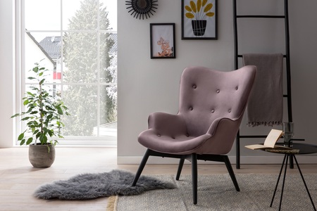 mutoni casual, Sessel Samt rosa, SalesFever Sessel, (1 St.), Zierknöpfe in der Rückenlehne