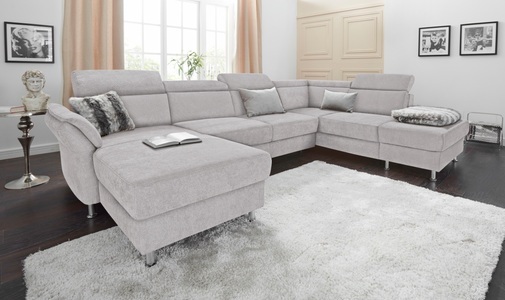 SIT&MORE, sit&more Wohnlandschaft, sit&more Wohnlandschaft »Avignon U-Form« wahlweise mit Bettfunktion und Stauraum, inklusive Kopfteilverstellung