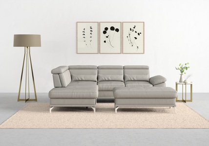 SIT&MORE, sit&more Ecksofa »Cabrio«, mit Sitztiefenverstellung und Federkern, 3 Nierenkissen