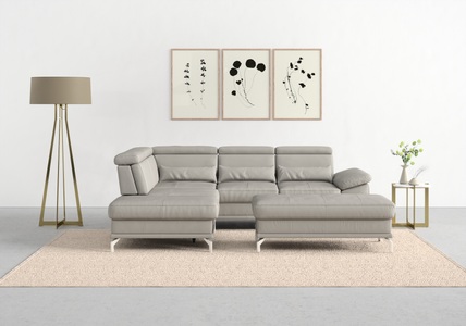SIT&MORE, sit&more Ecksofa »Cabrio«, mit Sitztiefenverstellung und Federkern, 3 Nierenkissen