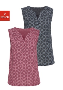 Lascana, LASCANA Blusentop, LASCANA Shirttop, (2er-Pack), mit kleiner Schulterraffung