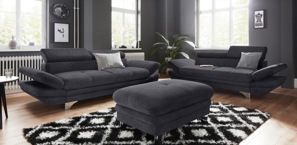Cotta, COTTA Polstergarnitur, (Set), Set: bestehend aus 3-Sitzer und Hocker, Sofa inklusive Kopf- und Armteilverstellung, COTTA Polstergarnitur »Enterprise« Set, Set bestehend aus 2,5-Sitzer mit Arm- & Kopfteilverstellung & Hocker