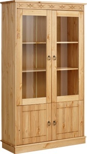 HOME AFFAIRE, Home affaire Vitrine »Indra«, Höhe 145 cm, Home affaire Vitrine »Indra«, aus massiver Kiefer, FSC®, Höhe 145 cm, dezentes Ornament