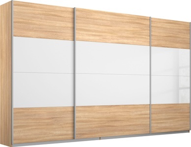 Rauch, rauch Schwebetürenschrank »Quadra«, mit Glaselementen, rauch Schwebetürenschrank »Quadra Bestseller Schlafzimmerschrank in vielen Breiten«, Kleiderschrank Garderobenschrank Schrank mit Glaselementen