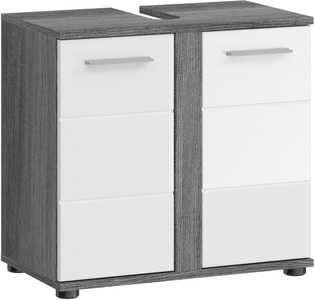 WELLTIME, welltime Waschbeckenunterschrank »Lucca«, welltime Waschbeckenunterschrank »Lucca, Breite 60cm, 2 Türen, 2 Fächer, mit Siphonausschnitt, MDF-Front«, Badmöbel, Badschrank, Schrank, Kommode, Bad, Badezimmer