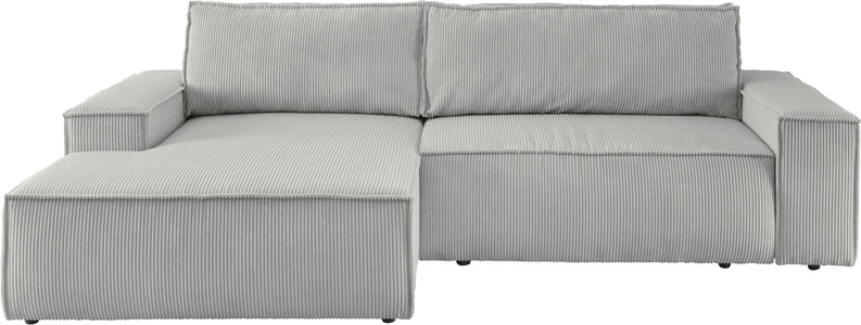 PREMIUM COLLECTION BY HOME AFFAIRE, Premium collection by Home affaire Ecksofa »SHERWOOD«, mit Bett-Funktion (Liegefläche 210x136 cm), Bettkasten, mit 2 losen Rückenkissen, hochwertiger Cord-Bezug, Home affaire Ecksofa SHERWOOD Schlafsofa 267 cm, L-Form, Schlaffunktion mit Bettkasten (210x136 cm), Cord, Vintage, Samtvelours