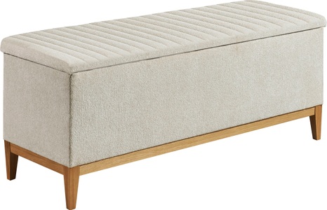 undefined, Bettbank »Aalborg«, Carryhome Bettbank in textil creme , Aalborg , Eiche , furniert, massiv , 139x58x50 cm , Webstoff,Echtholz , 002220044606