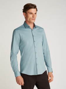 Calvin Klein Businesshemd »POPLIN STRETCH SLIM SHIRT«, mit Kentkragen, Logoprint auf Brusthöhe