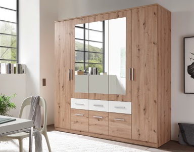 CONFORAMA, Schrank 5 Tür(en) Schwingtür(en) 6 Schublade(n) FLORA Holz, Spanplatte, Drehtürenschrank FLORA eiche 5 Türen 6 Schubladen