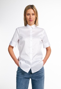 Eterna, ETERNA KURZARM BLUSE MODERN CLASSIC COVER SHIRT TWILL WEISS UNIFARBEN, Cover Shirt Bluse in weiß unifarben