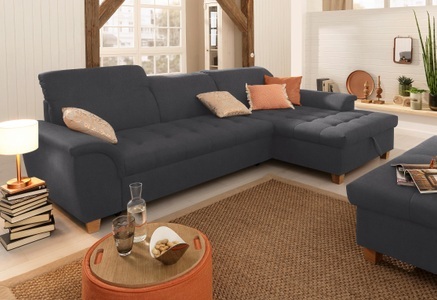 HOME AFFAIRE, Home affaire Ecksofa »Lyla«, mit Recamiere, wahlweise mit Rückenfunktion und zusätzlich mit Bett + Bettkasten, Home affaire Ecksofa »Lyla fester Sitzkomfort, bequeme Armlehnen, Breite 279cm, L-Form« mit Recamiere, wahlweise mit Rückenfunktion und zusätzlich mit Bett