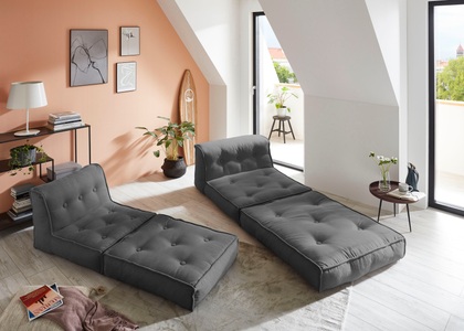 my home Sessel »Caspar«, Loungesessel in 2 Grössen, mit Schlaffunktion und Pouf-Funktion.