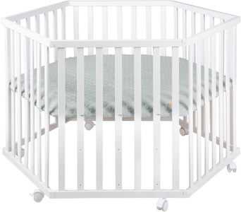 Roba, roba® Laufgitter »Style weiss, 6-eckig«, bis 15 kg, mit Laufgittereinlage frosty green, roba® Laufgitter »6-eckig auf Rollen«