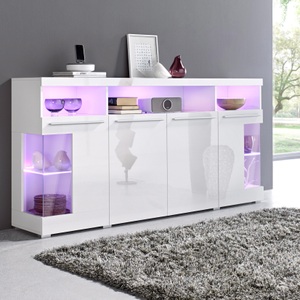 undefined, Sideboard, Breite 182 cm, INOSIGN Sideboard »India,Breite 182cm, stilvolle Kommode mit Glastüren«, Kombikommode viel Stauraum, Einlegeböden verstellbar,ohne Beleuchtung