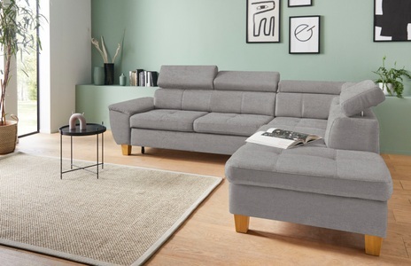 exxpo - sofa fashion, exxpo - sofa fashion Ecksofa, inklusive Kopfteilverstellung, wahlweise mit Bettfunktion und Bettkasten, exxpo - sofa fashion Ecksofa »Enya, hoher Sitzkomfort, Breite 266cm, bequem, 12cm hohe Füsse, L-Form« mit Kopfteilverstellung, wahlweise Bettfunktion u. Bettkasten