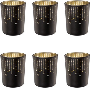 Creativ Deco, Creativ deco Teelichthalter, (6 St.), mit goldfarbener Innenseite, Creativ deco Teelichthalter »Weihnachtsdeko«, (6 St.), mit goldfarbener Innenseite
