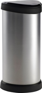 Curver, Curver DECO Bin 240641 Mülleimer 40 l (B x H x T) 335 x 685 x 285 mm Silber, Schwarz 1 St., Curver Mülleimer »Decobin«, 1 Behälter, 40 Liter
