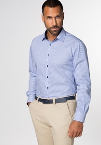 Eterna, ETERNA Langarm Hemd »MODERN FIT«, MODERN FIT Hemd in blau gestreift