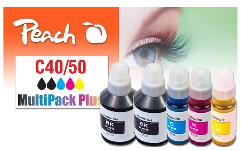 Peach, Peach Spar Pack Plus Tintenpatronen, kompatibel zu GI-40/50, Peach Tintenpatrone »Canon CISS GI-40/50 Multi-Pack+ C, M, Y, BK«, (5 St.)
