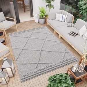 Carpet City, Carpet City Teppich »SANTORINI 58578«, rechteckig, 5 mm Höhe, 3D-Design: Flor erzeugt ein Hoch-Tief-Effekt, In- und Outdoor geeignet, Carpet City Teppich »In-& Outdoorteppich Santorini 58578, 3D-Effekt, Raute-Optik«, rechteckig, 5 mm Höhe, Wetterfest & UV-beständig für Terrasse, Balkon, Küche, Flur