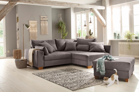 HOME AFFAIRE, Home affaire Ecksofa »Helena«, wahlweise mit Bettfunktion, Federkern, lose Kissen versch. Grösse, Home affaire Ecksofa, wahlweise mit Bettfunktion, verschiedene Bezugsarten