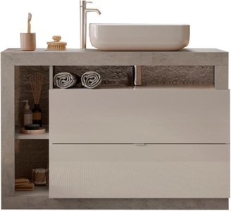 WELLTIME, welltime Waschtisch »Hamburg«, 2 Schubkästen, Breite 110 cm, Soft-Close, inkl. Keramik-Aufsatzbecken, welltime Waschtisch »Hamburg«, 2 Schubkästen, Breite 110 cm, Soft-Close, inkl. Keramik-Aufsatzbecken