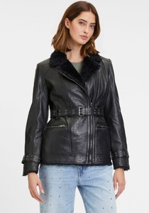 Gipsy, Gipsy Lederjacke »G2WDeba SF«, mit Fellimitat, Gürtel, asymetrischer Reissverschluss, 