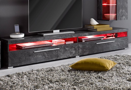 undefined, Lowboard, Breite 200 cm, INOSIGN Lowboard »India,Breite 200 cm, stilvolle Fernsehschrank mit offenen Fächern«, TV-Board ohne Beleuchtung, TV-Kommode mit viel Stauraum