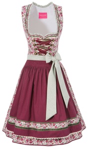 Krüger Madl, Krüger Madl Dirndl kurz mit Satinbandschnürung, 