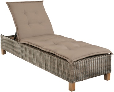 Merxx, MERXX Gartenliege »Toskana«, Polyrattan/Akazie, MERXX Gartenliege »Toskana«, Polyrattan/Akazie, inkl. Auflage
