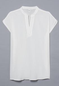 Eterna, KURZARM BLUSE 1863 BY ETERNA - PREMIUM SEIDE WEISS UNIFARBEN, 