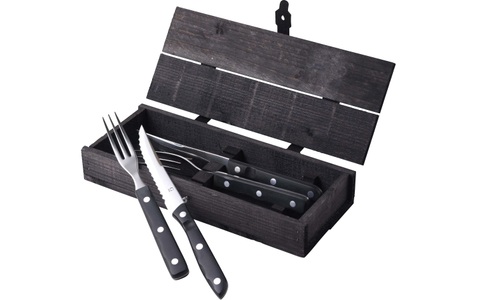undefined, Besteck-Set »Gense Set Old Farmer 4tlg.«, (4 tlg.), Holzart: Kiefer (Portugal), Gense Besteck-Set Old Farmer 4-teilig, Schwarz