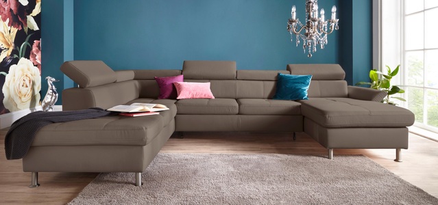 exxpo - sofa fashion, exxpo - sofa fashion Wohnlandschaft, inkl. Kopf- bzw. Rückenverstellungwahlweise mit Bettfunktion und Bettkasten, exxpo - sofa fashion Wohnlandschaft »Maretto, bequem und komfortabel, viel Platz, Breite 330cm, U-Form« inkl. Kopfteilverstellung für mehr Sitzkomfort, wahlweise Bettfunktion