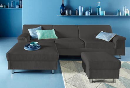 INOSIGN, INOSIGN Ecksofa, wahlweise mit Bettfunktion, DOMO collection Ecksofa »Jamie, modern und elegant, Fusshöhe 9cm, L-Form,« wahlweise mit Bettfunktion