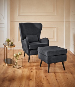 Guido Maria Kretschmer Home&Living Sessel »Salla«, wahlweise mit oder ohne Hocker, grosser Sessel: Masse B/T/H: 78/94/118 cm, Bezug auch in Luxus-Microfaser in Teddyfelloptik