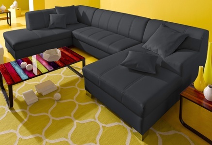 INOSIGN, INOSIGN Wohnlandschaft, wahlweise mit Bettfunktion, INOSIGN Wohnlandschaft »Turah moderne Steppung, incl. Zierkissen, auch in Leder,«, wahlweise mit Bettfunktion, B/T/H: 297/82/75 cm, U-Form