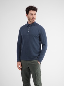 LERROS Sweatshirt »LERROS Langarmpolo, unifarbenes Waffelpiqué«