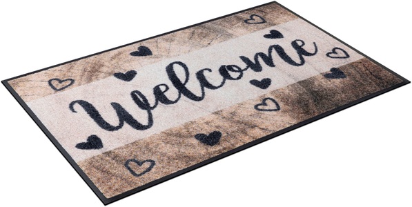 wash+dry, Wash+dry Fußmatte Wooden Welcome, wash+dry by Kleen-Tex Fussmatte »Wooden Welcome Fussmatte«, quadratisch, - mm Höhe