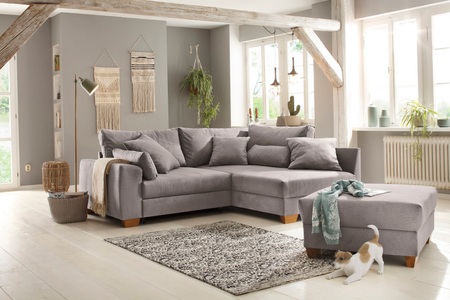 HOME AFFAIRE, Home affaire Ecksofa »Helena«, wahlweise mit Bettfunktion, Federkern, lose Kissen versch. Grösse, Home affaire Ecksofa, wahlweise mit Bettfunktion, verschiedene Bezugsarten