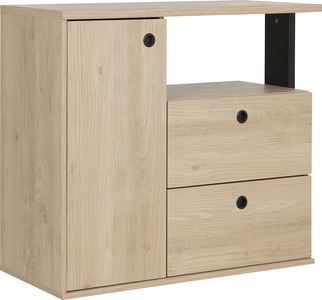 CONFORAMA, Kommode 1Schublade 2 Schubladem DUPLEX Kastanie, Schwarz Spanplatte, Kommode DUPLEX 1 Tür 2 Schubladen 40x90x80cm schwarz
