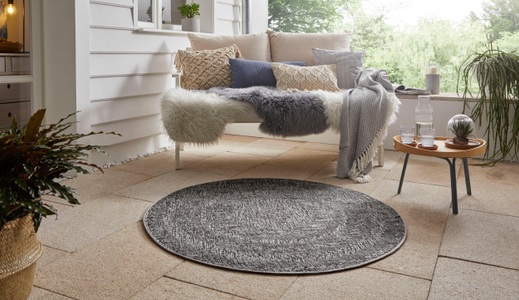 BOUGARI, Teppich, »Almendro«, bougari, rund, Höhe 6 mm, maschinell gewebt, NORTHRUGS Teppich »Almendro«, rund, 6 mm Höhe, Sisal Optik, Robust, Pflegeleicht, Flachgewebe