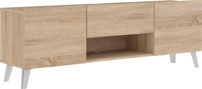 Calicosy, Tv-möbel Mit 2 Türen Und 1 Schublade Brighton 2 Unisex Braun ONE SIZE, Calicosy - TV-Möbel mit 2 Türen und 1 Schublade Brighton L140 cm x 46,5 cm, One Size, Eiche